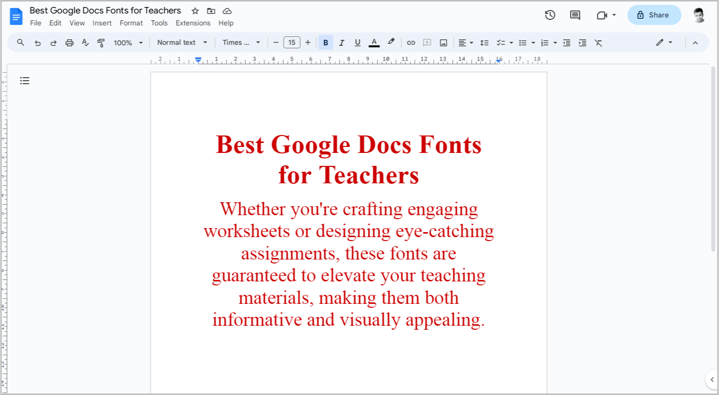 Best Google Docs Fonts for Teachers