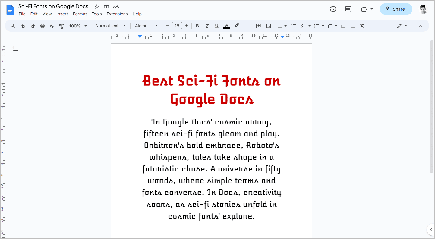 Best Sci-Fi Fonts on Google Docs