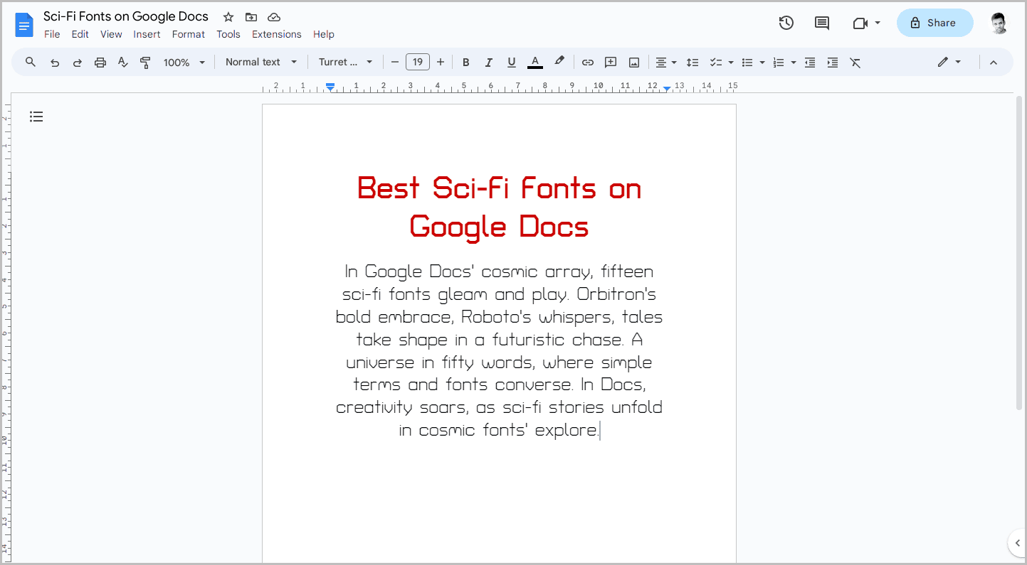 Best Sci-Fi Fonts on Google Docs