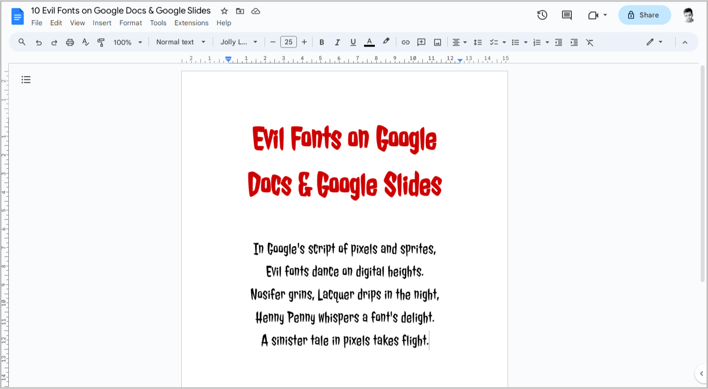 Evil Fonts on Google Docs