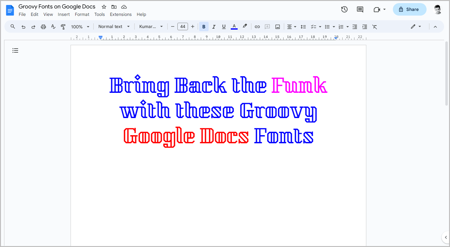 Groovy Fonts on Google Docs