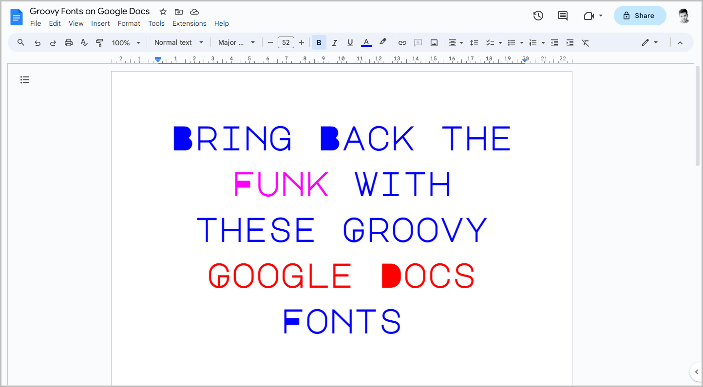 Groovy Fonts on Google Docs