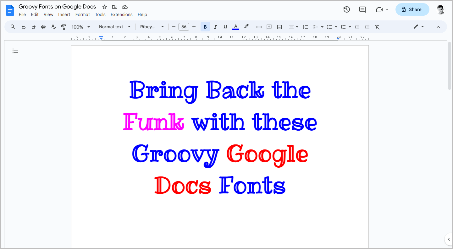 Groovy Fonts on Google Docs