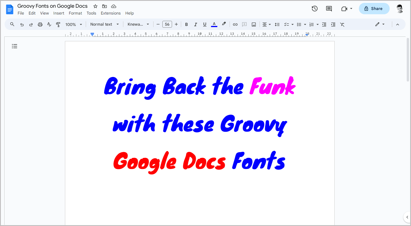 Groovy Fonts on Google Docs