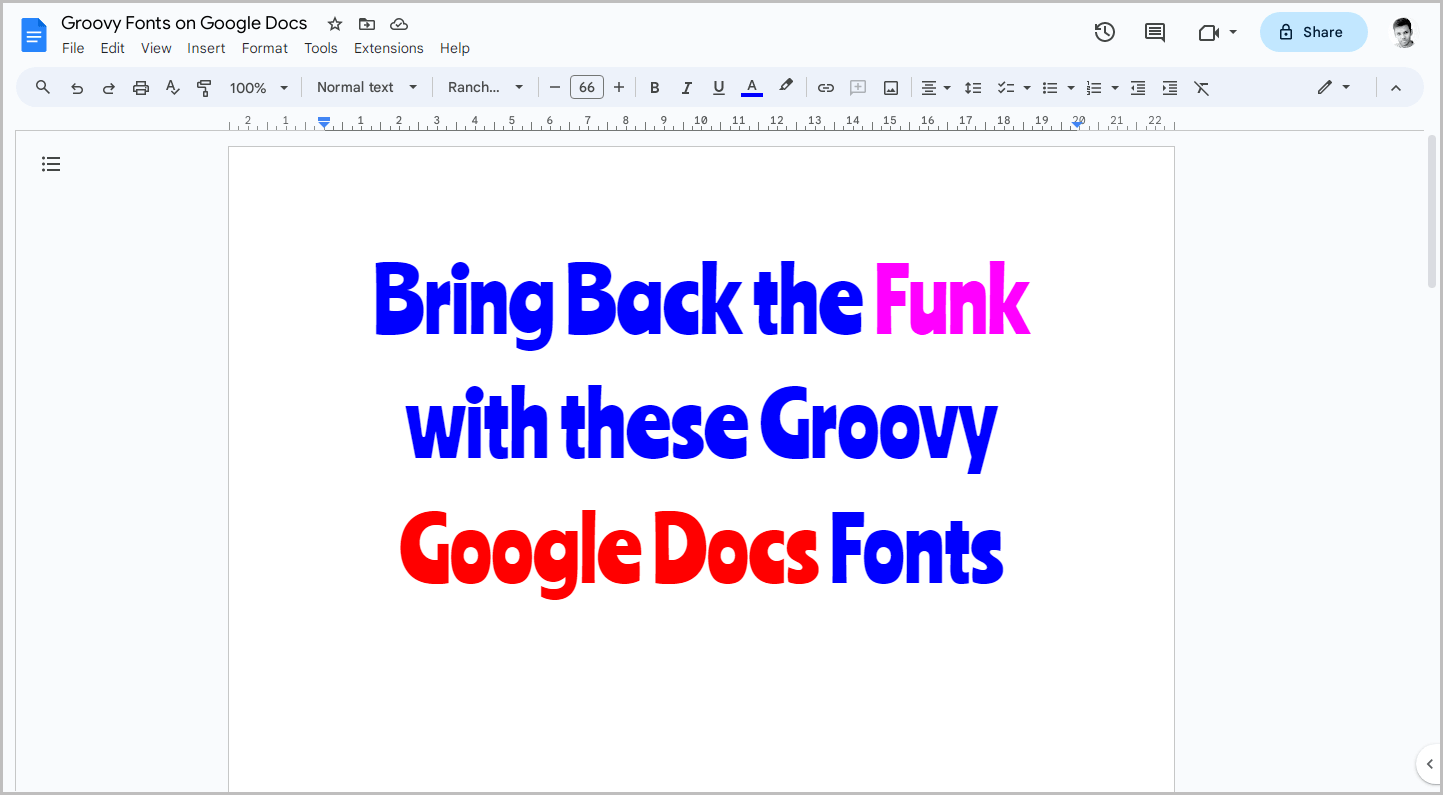 Groovy Fonts on Google Docs