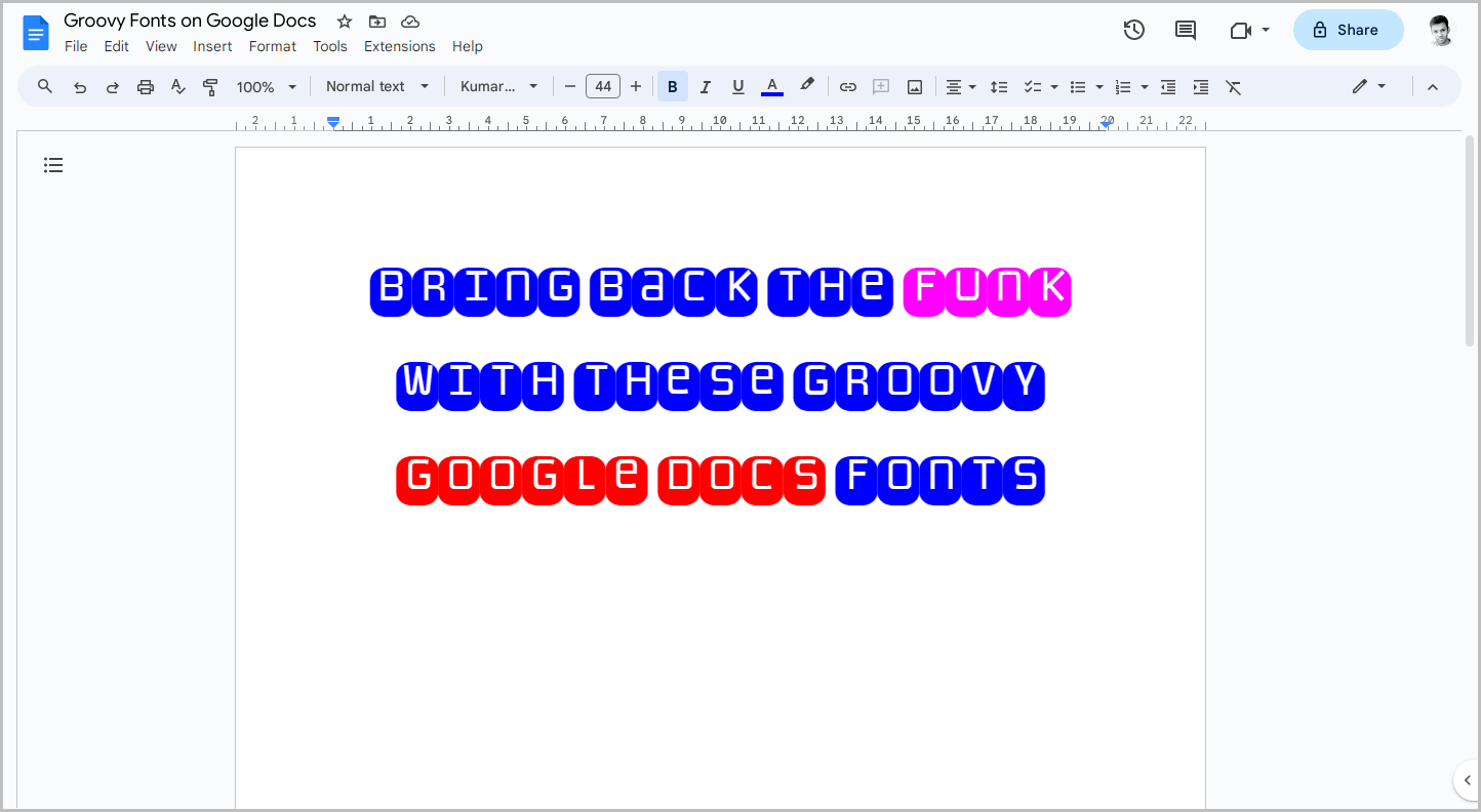 Groovy Fonts on Google Docs