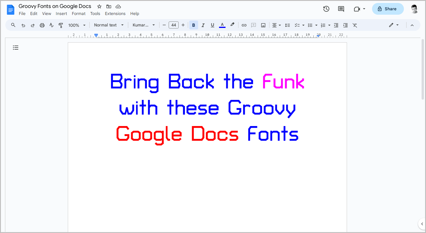 Groovy Fonts on Google Docs