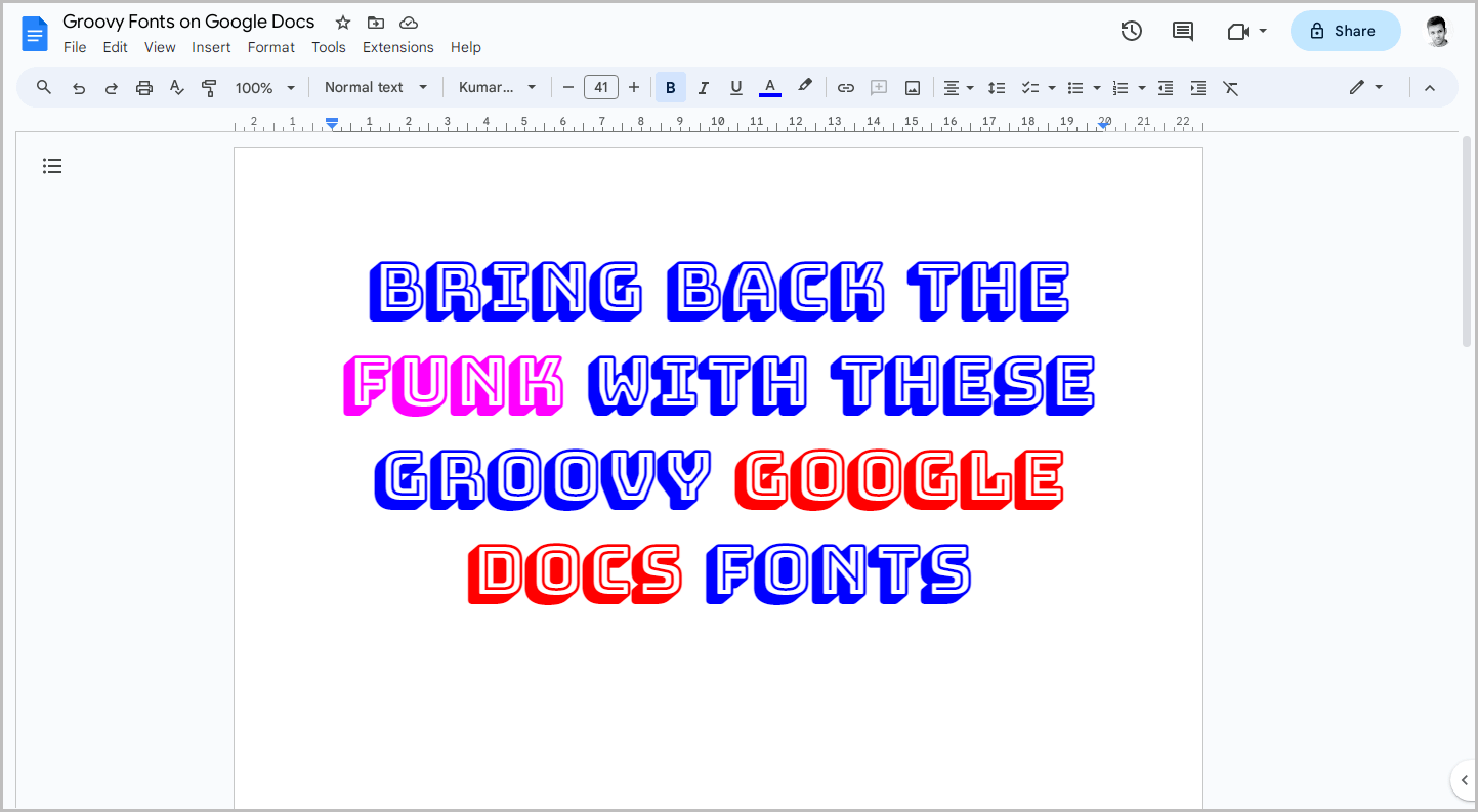 Groovy Fonts on Google Docs