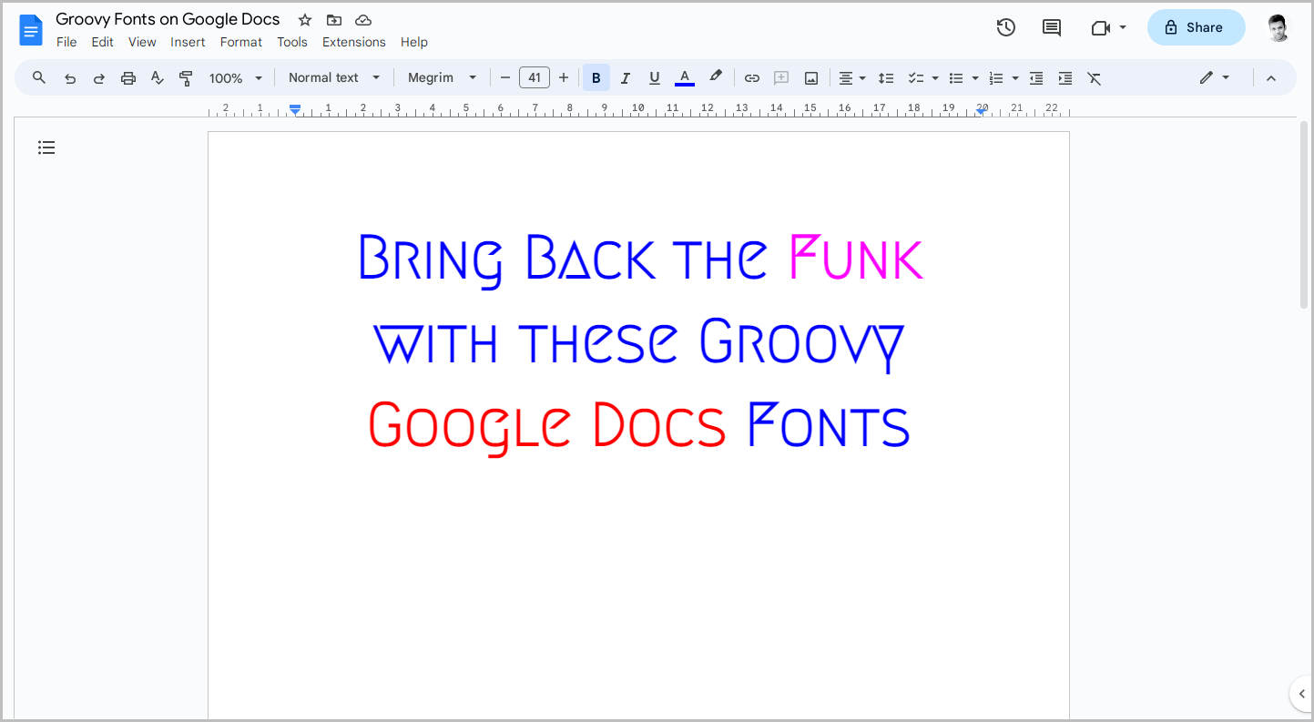 Groovy Fonts on Google Docs