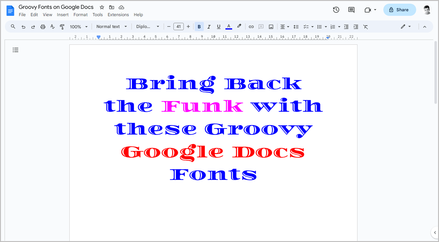 Groovy Fonts on Google Docs