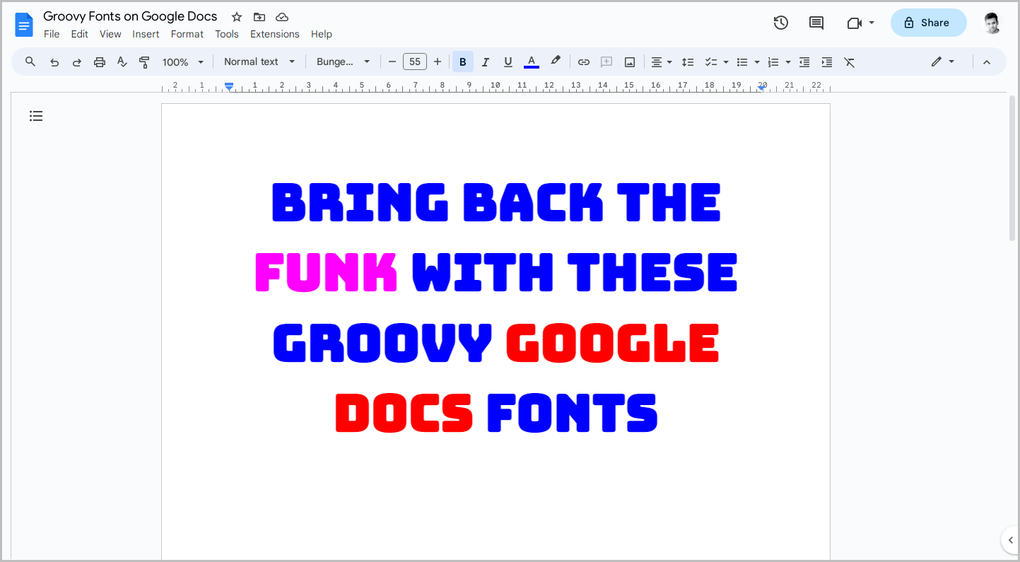 Groovy Fonts on Google Docs