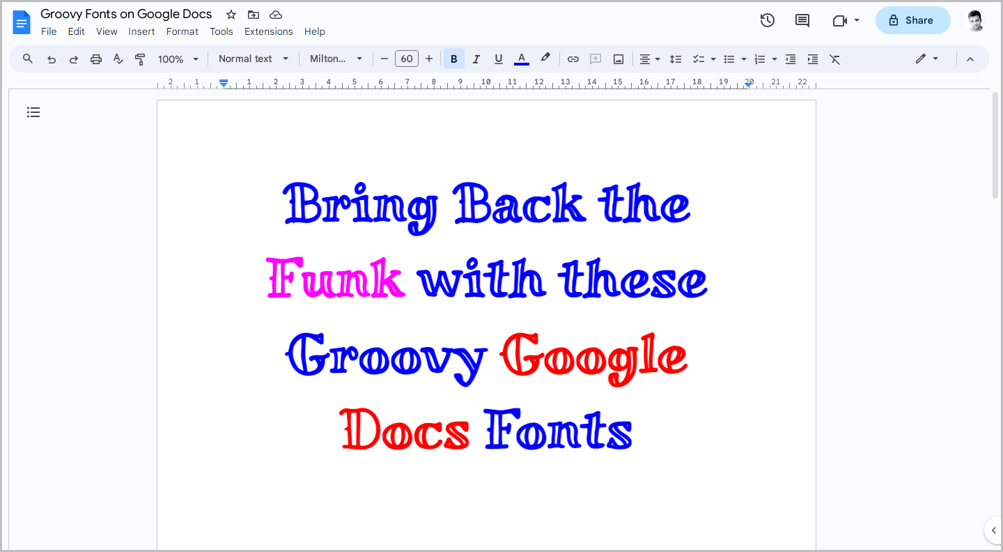 Groovy Fonts on Google Docs