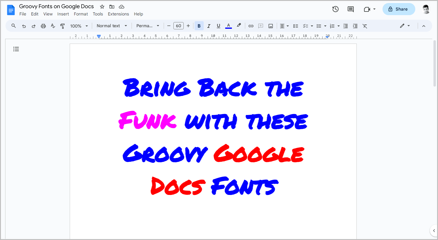 Groovy Fonts on Google Docs