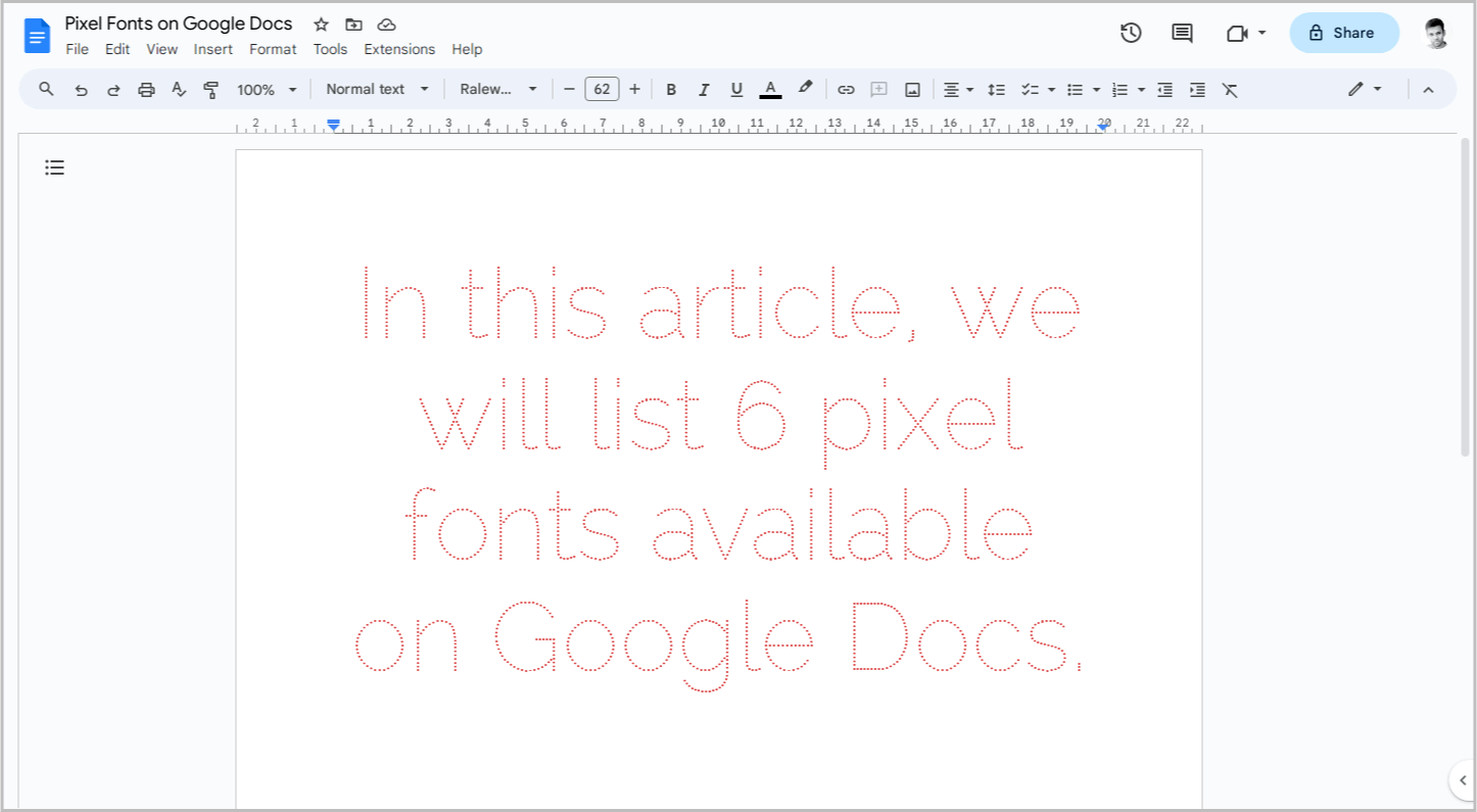 Pixel Fonts on Google Docs