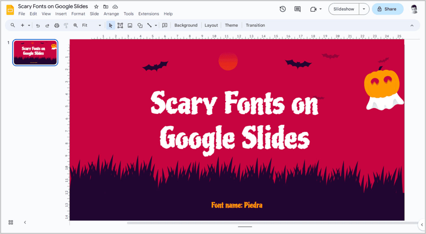 Scary Fonts on Google Slides