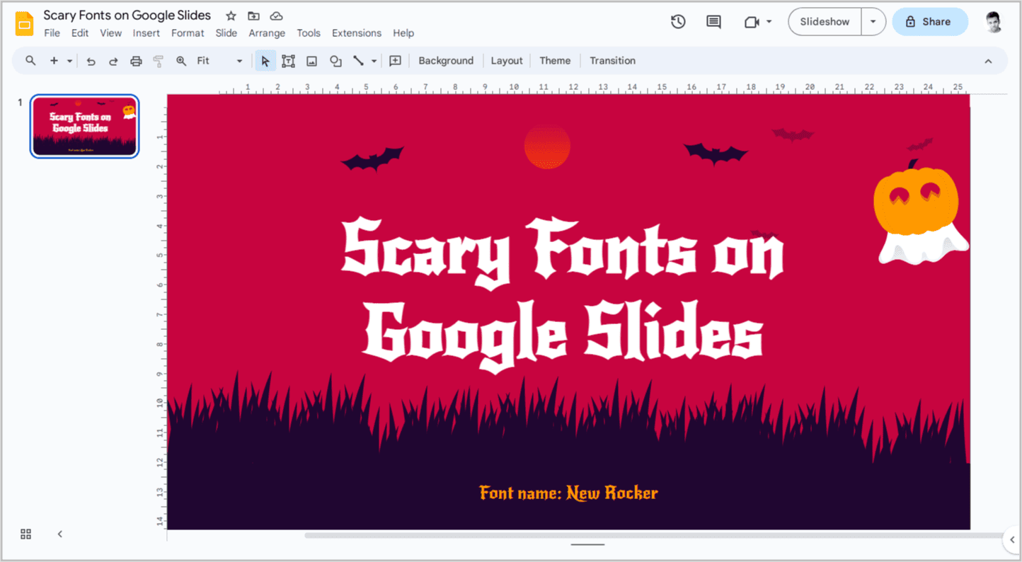 Scary Fonts on Google Slides