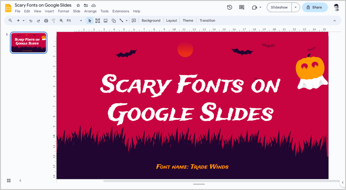 Scary Fonts on Google Slides