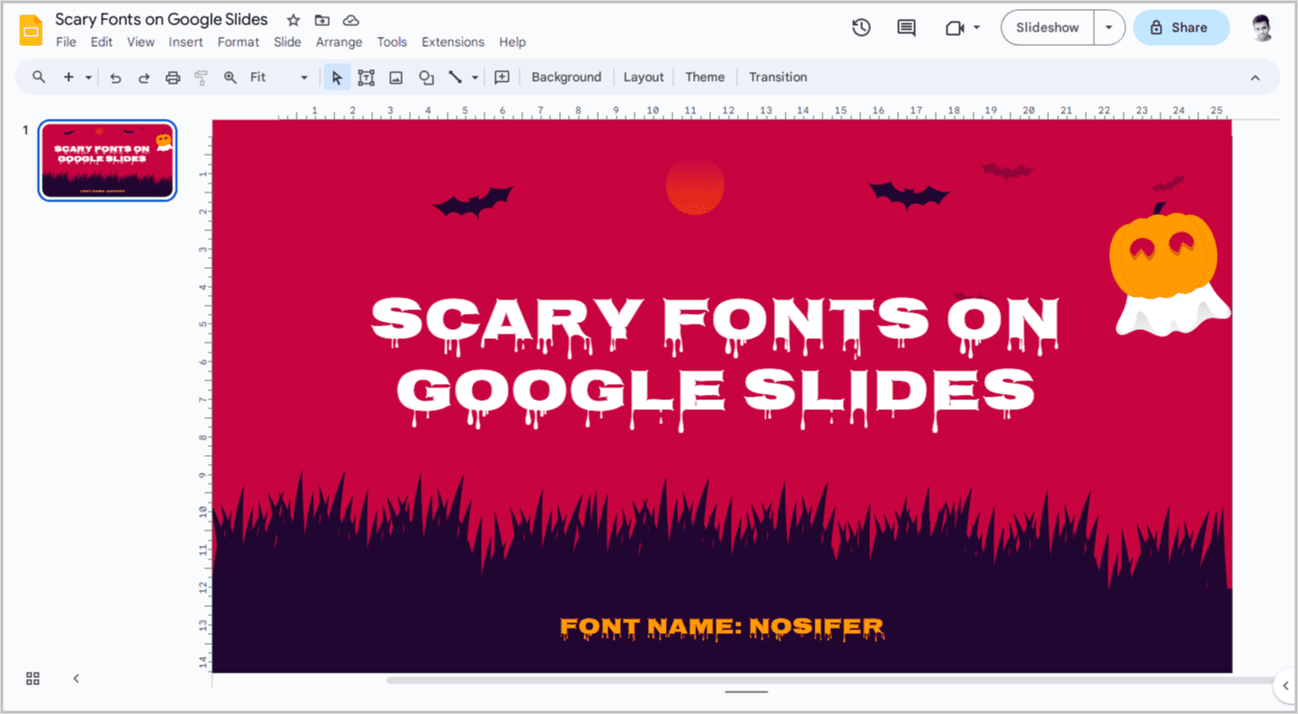 Scary Fonts on Google Slides