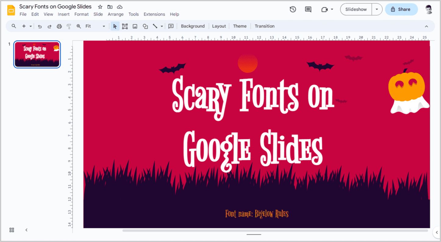 Scary Fonts on Google Slides