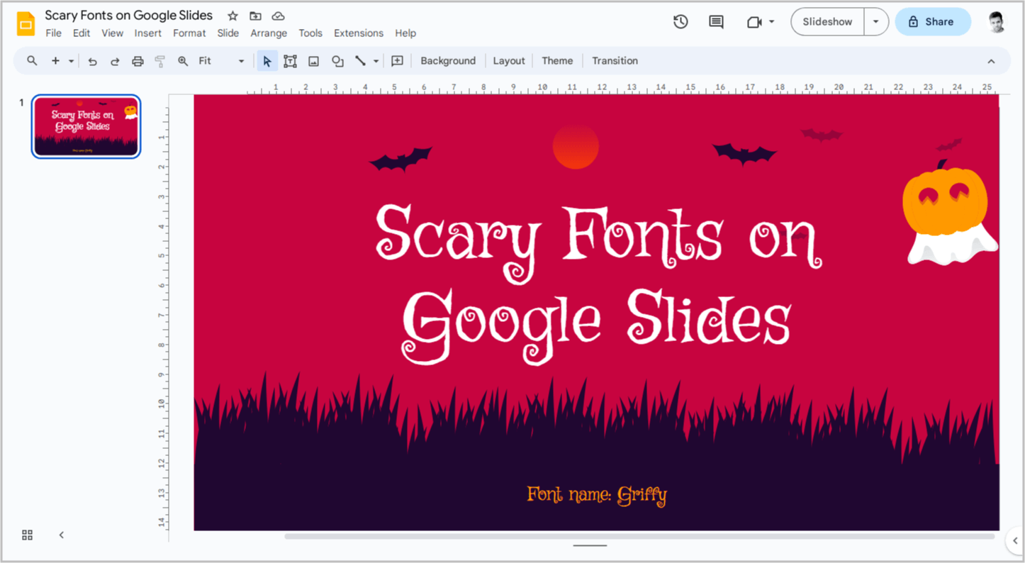 Scary Fonts on Google Slides