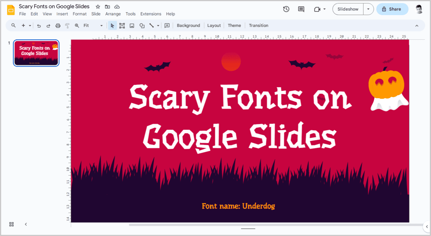 Scary Fonts on Google Slides