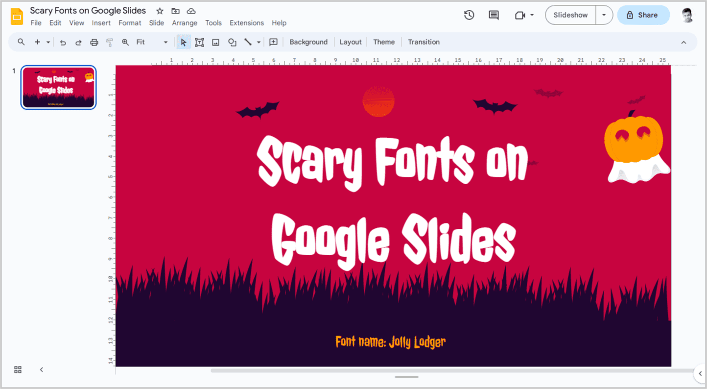 Scary Fonts on Google Slides