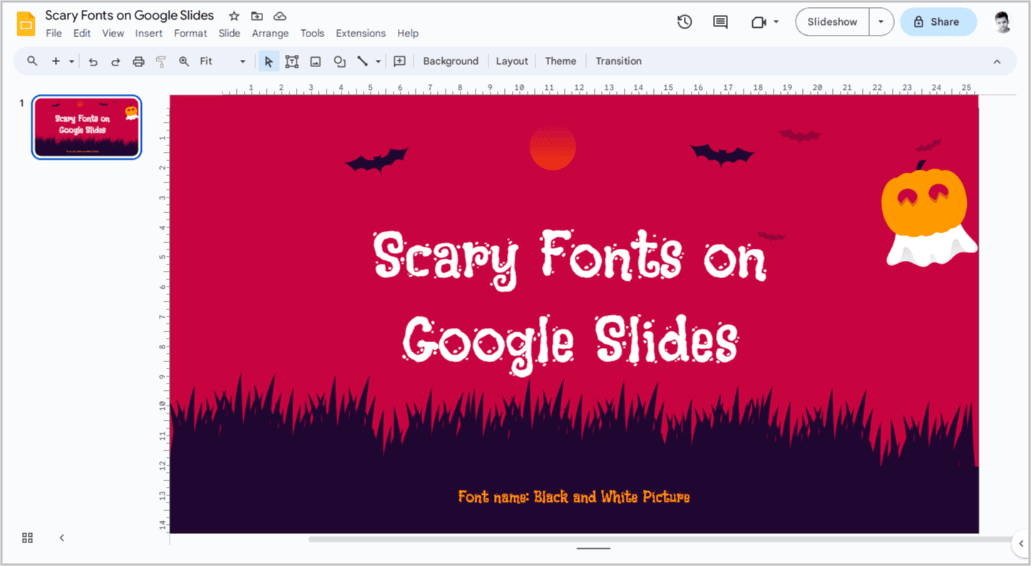 Scary Fonts on Google Slides