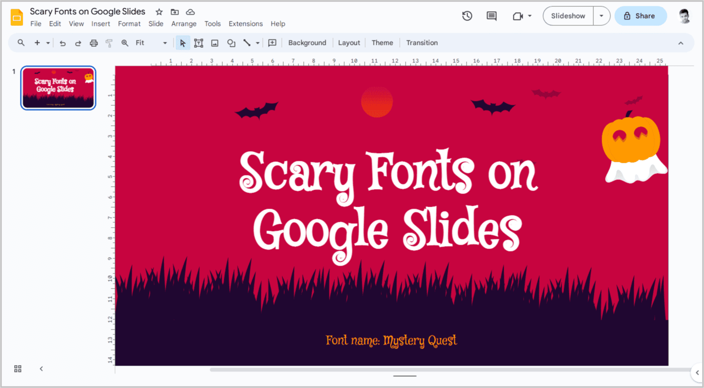 Scary Fonts on Google Slides