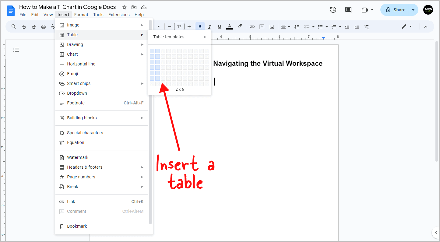 How Do You Insert A T Chart In Google Docs