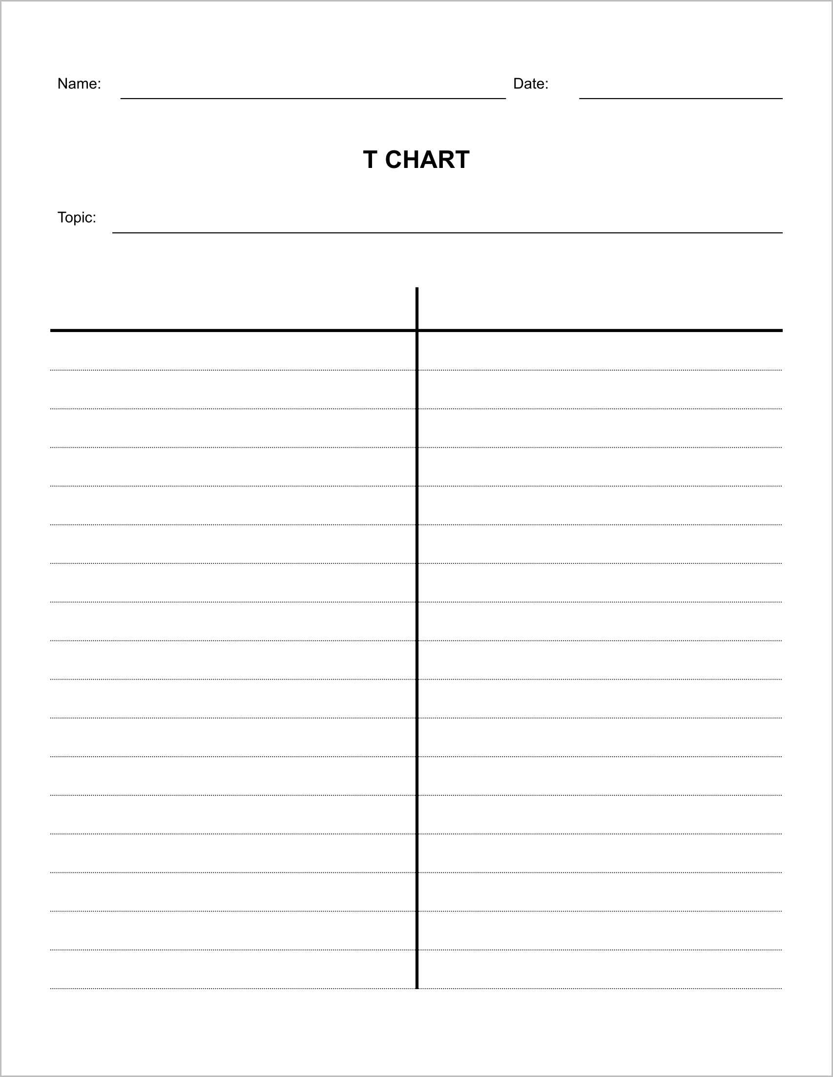Free T-Chart Templates for Google Docs