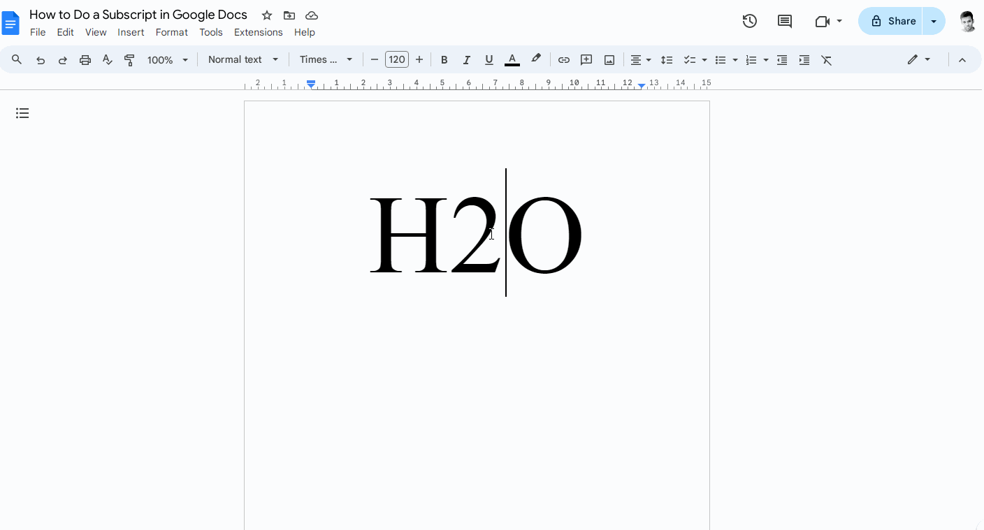 How to Do a Subscript in Google Docs Step-1
