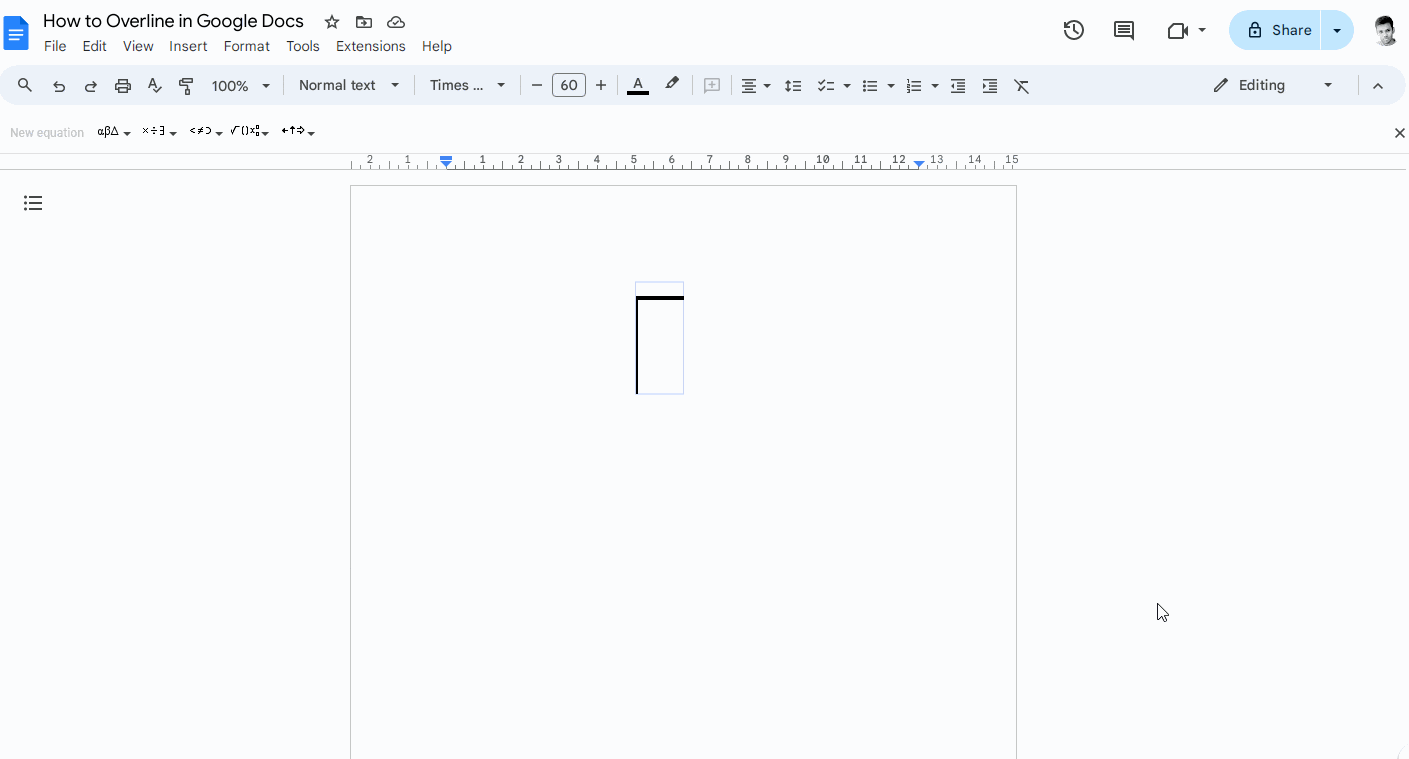How to Overline in Google Docs Step-3