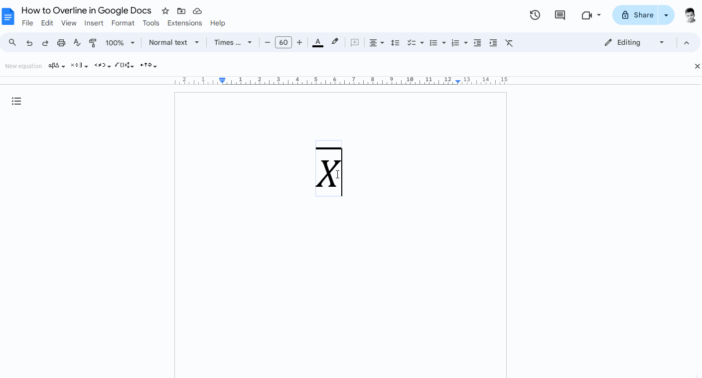 How to Overline in Google Docs Step-4