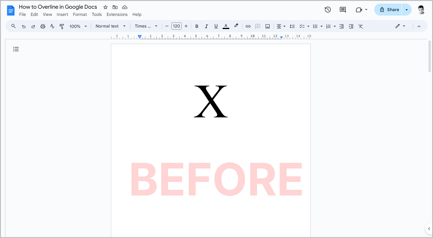 How to Overline in Google Docs