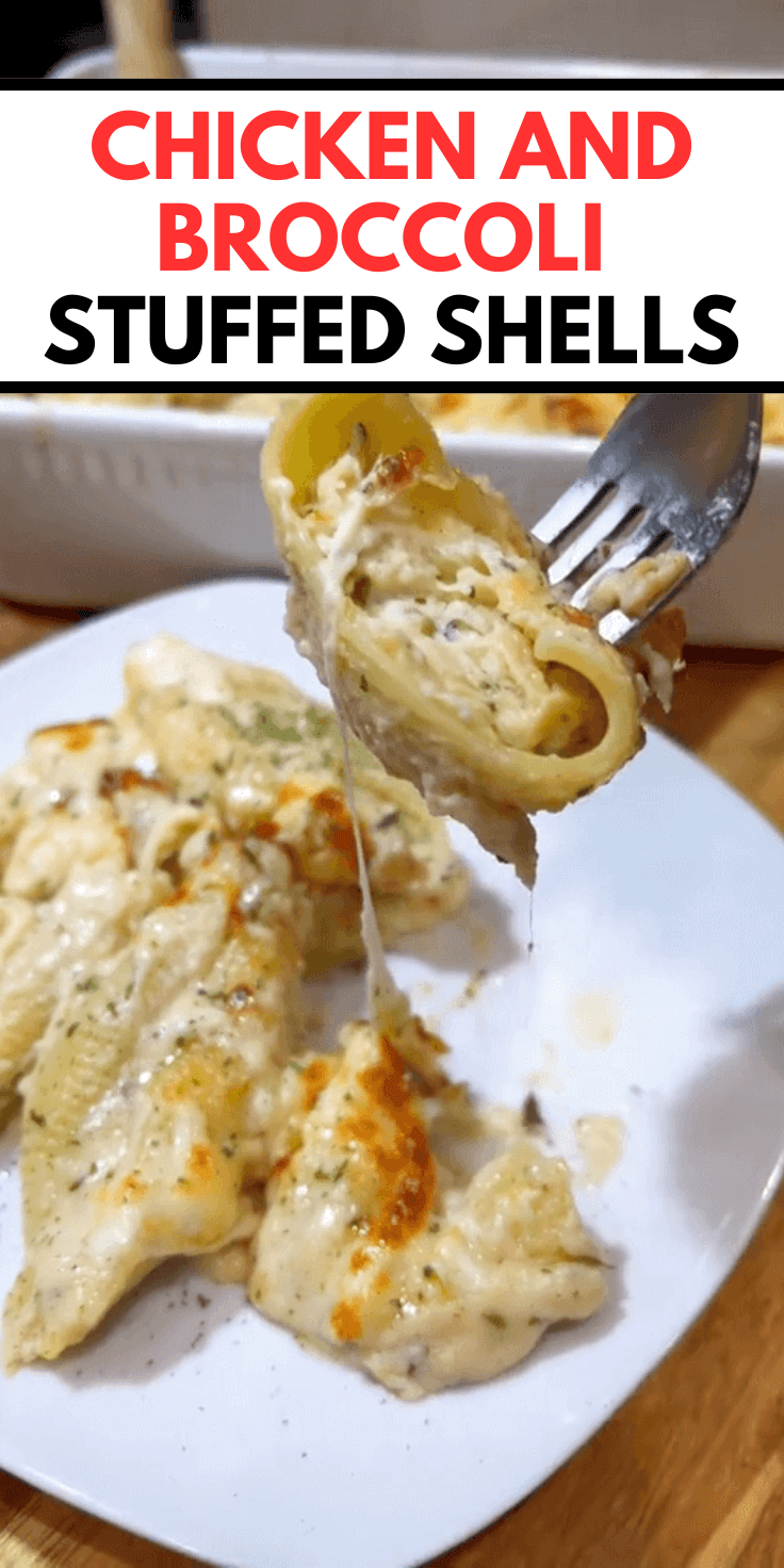 Chicken and Broccoli Stuffed Shells with Creamy White Sauce!