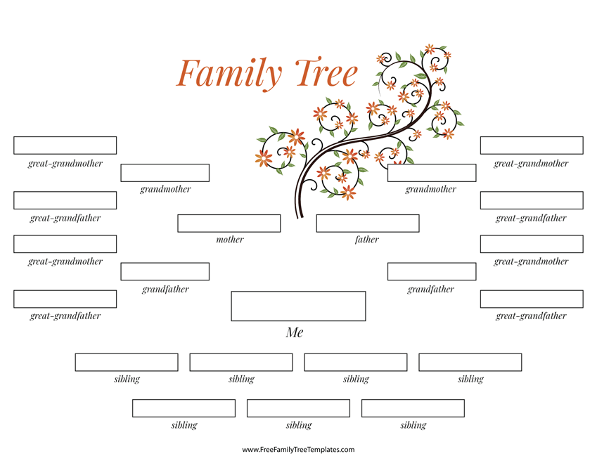 4 Generation Family Tree Many Siblings Template