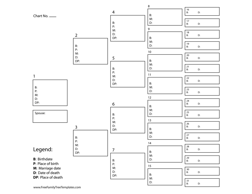 5 Generation Ancestor Chart