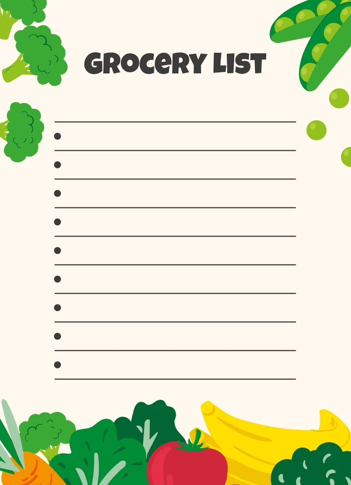 Free Grocery List Templates