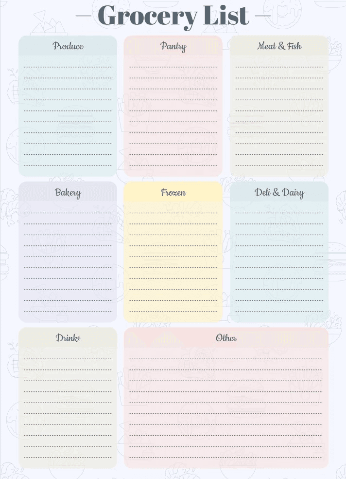 Free Grocery List Templates