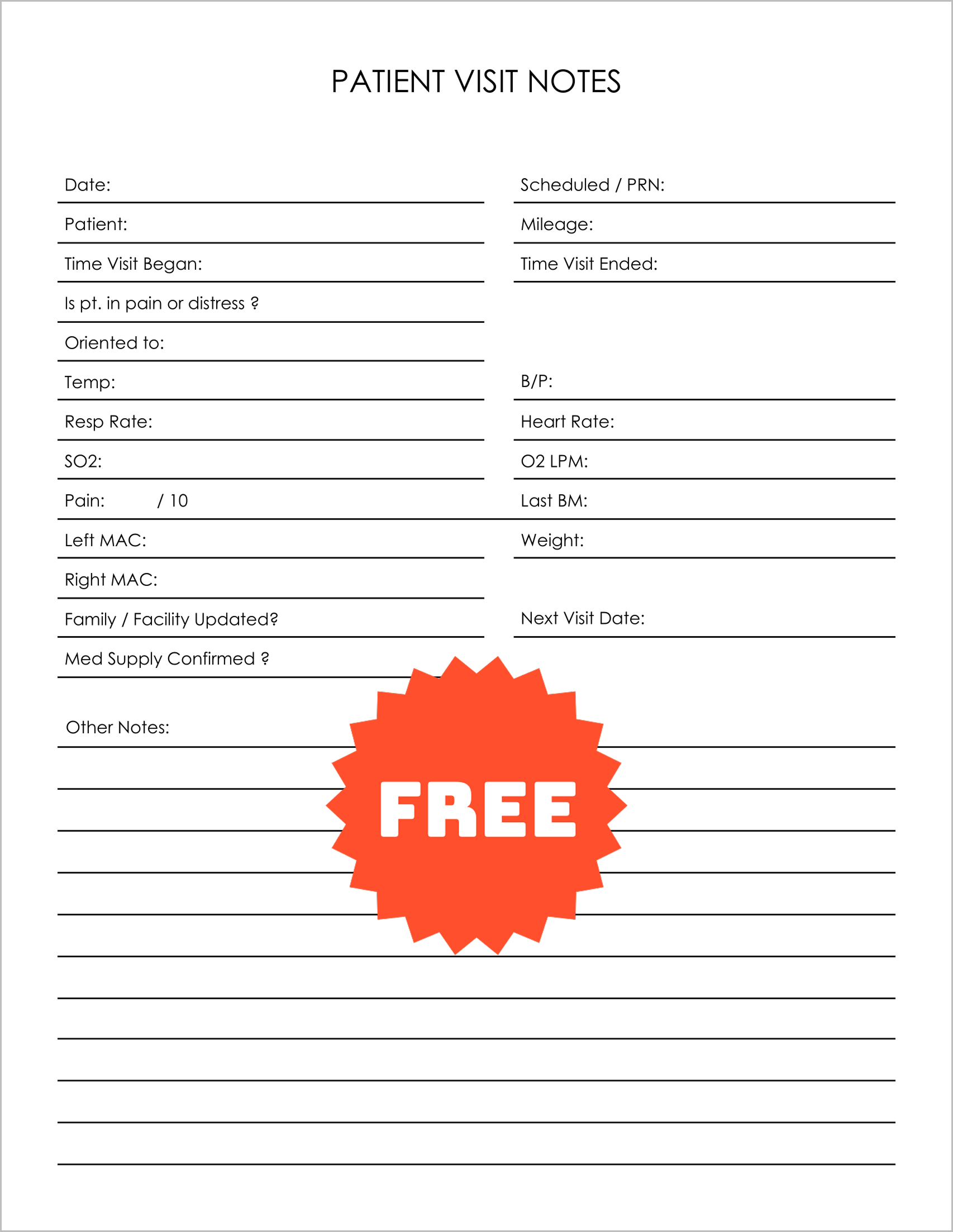 Free Patient Visit Note Templates Free Patient Visit Note Templates