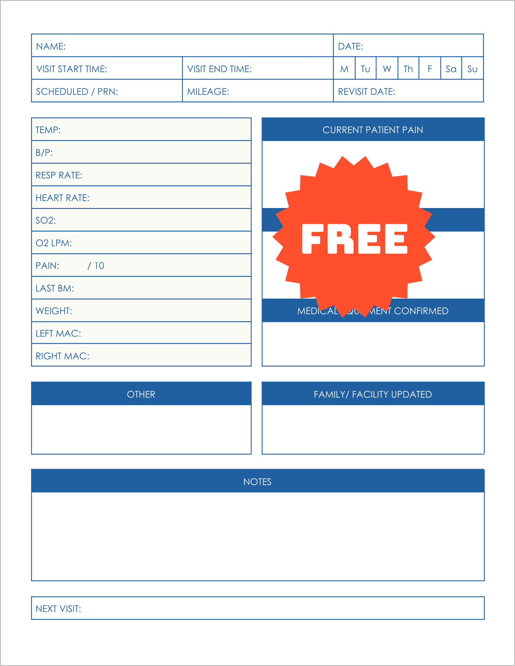 Free Patient Visit Note Templates Free Patient Visit Note Templates