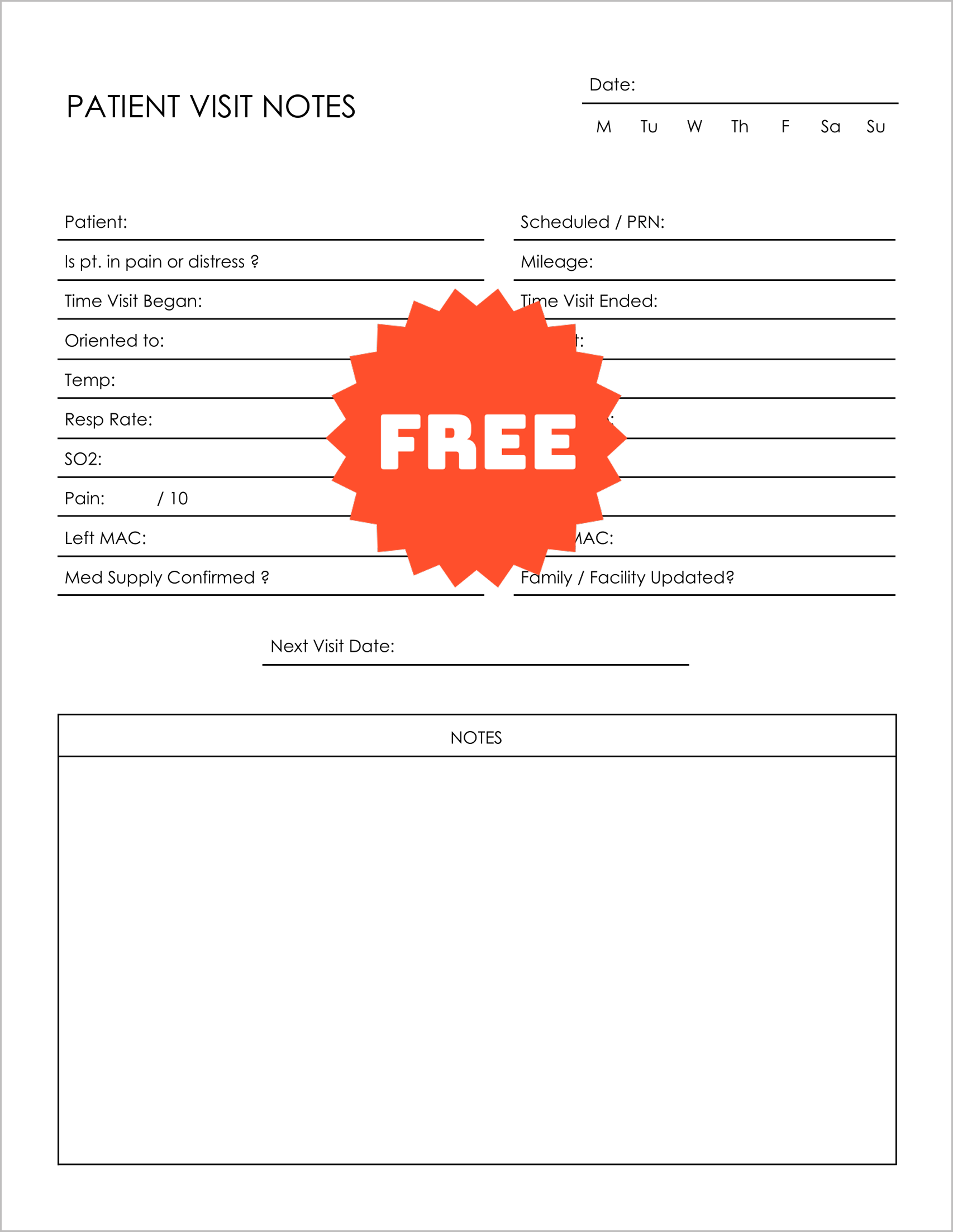 Free Patient Visit Note Templates Free Patient Visit Note Templates