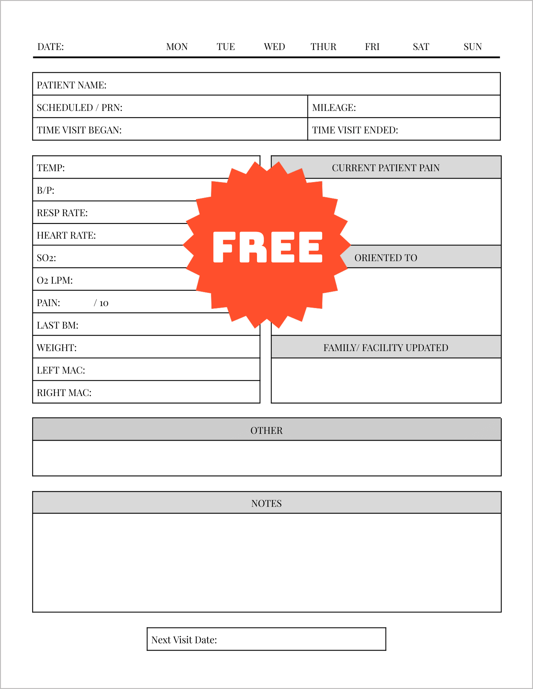 Free Patient Visit Note Templates Free Patient Visit Note Templates