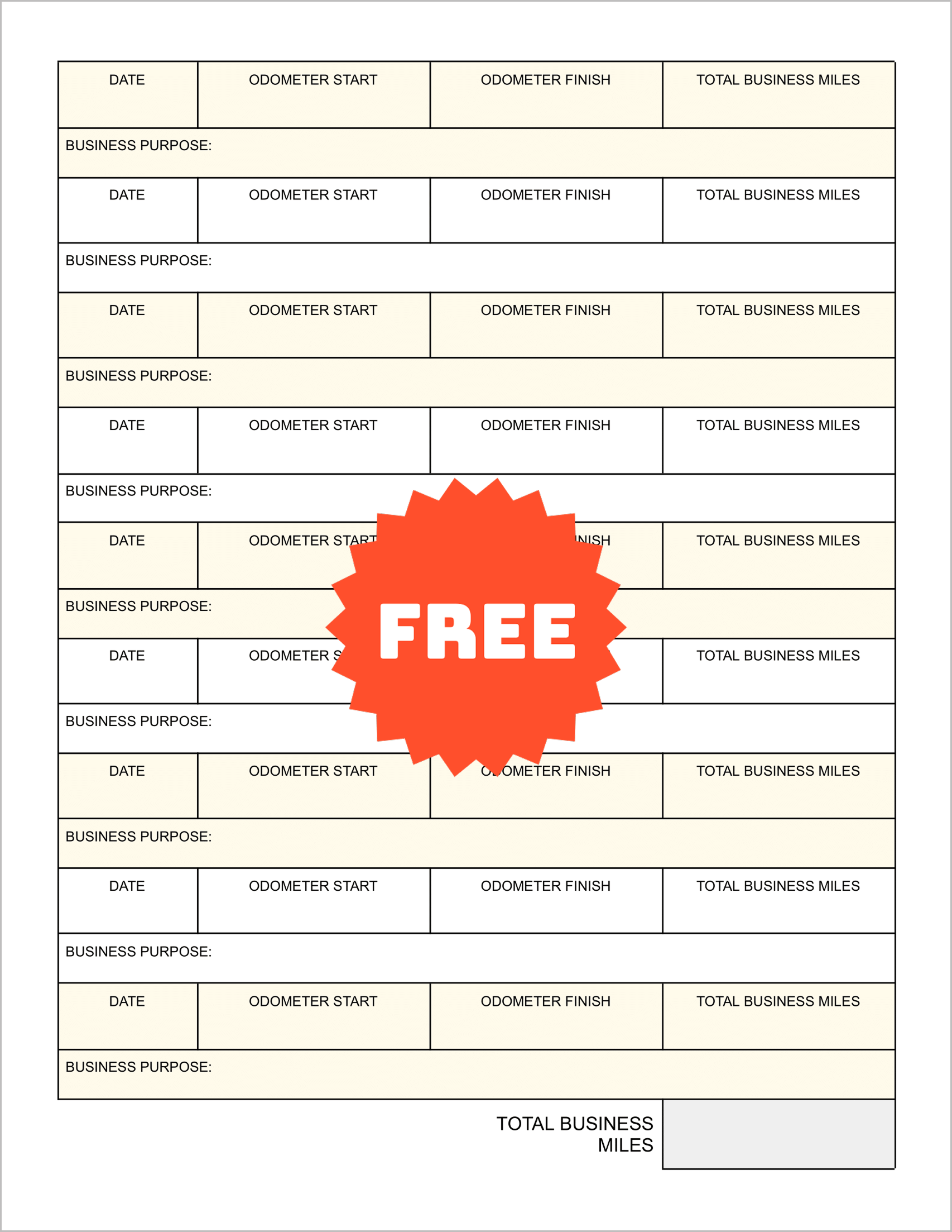 Free Printable Mileage Logs