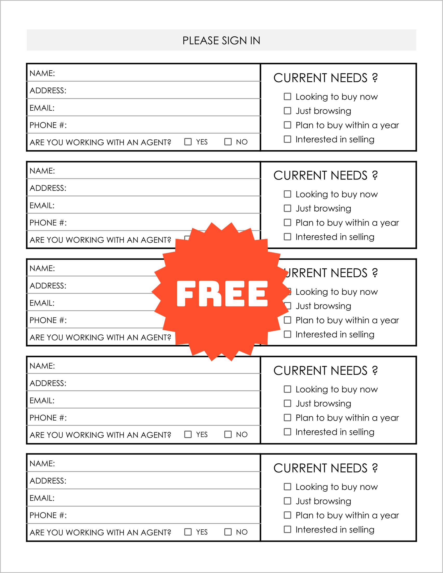 Free Printable Open House Sign-In Sheet Templates