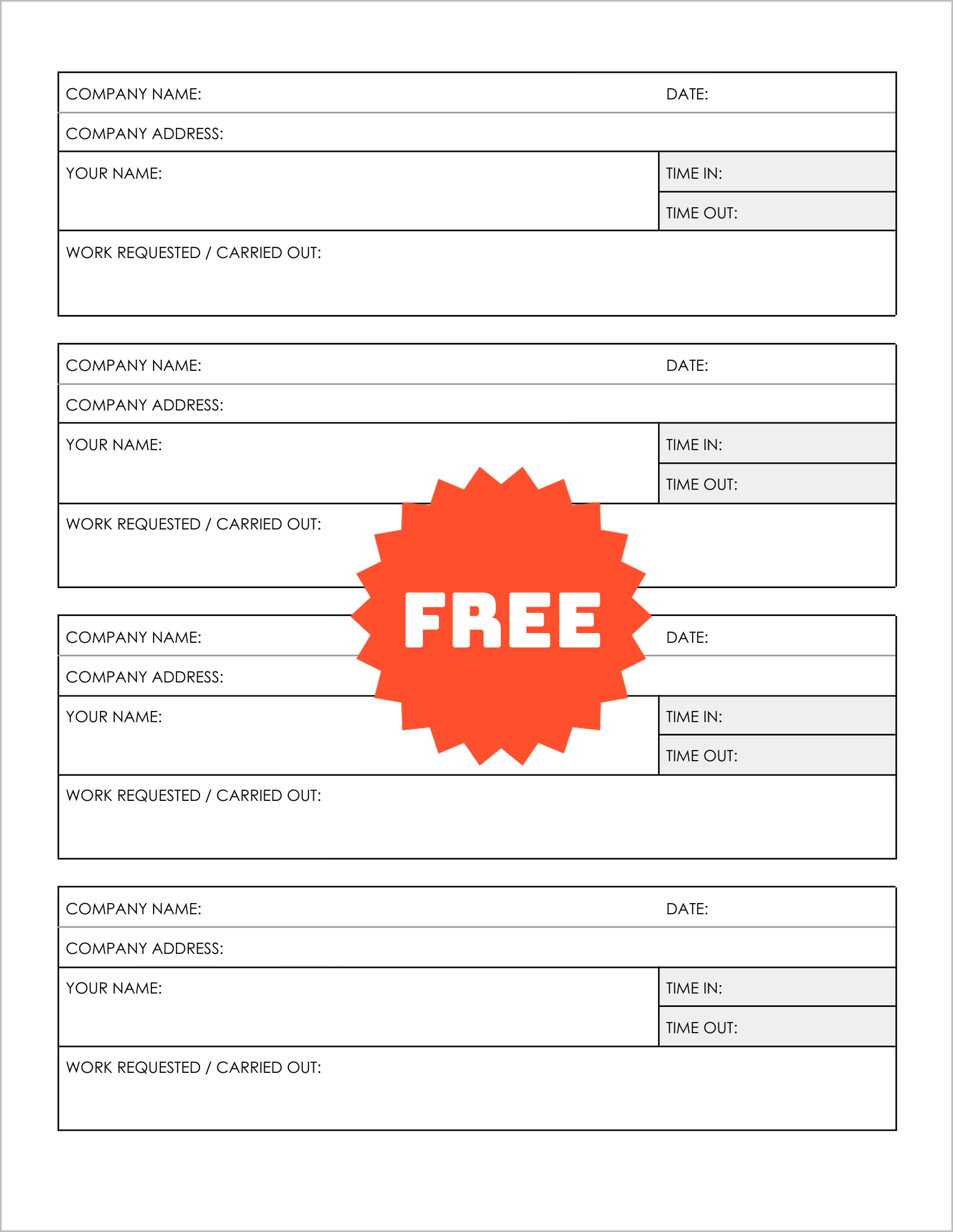 Free Printable Contractors Signing In and Out Logs