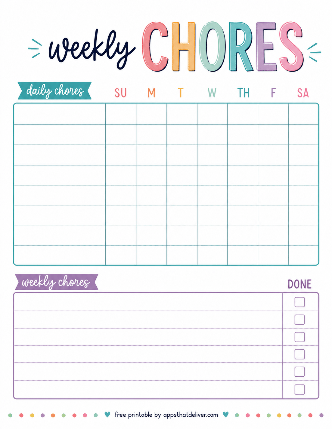 13 Free Printable Chore Chart PDFs