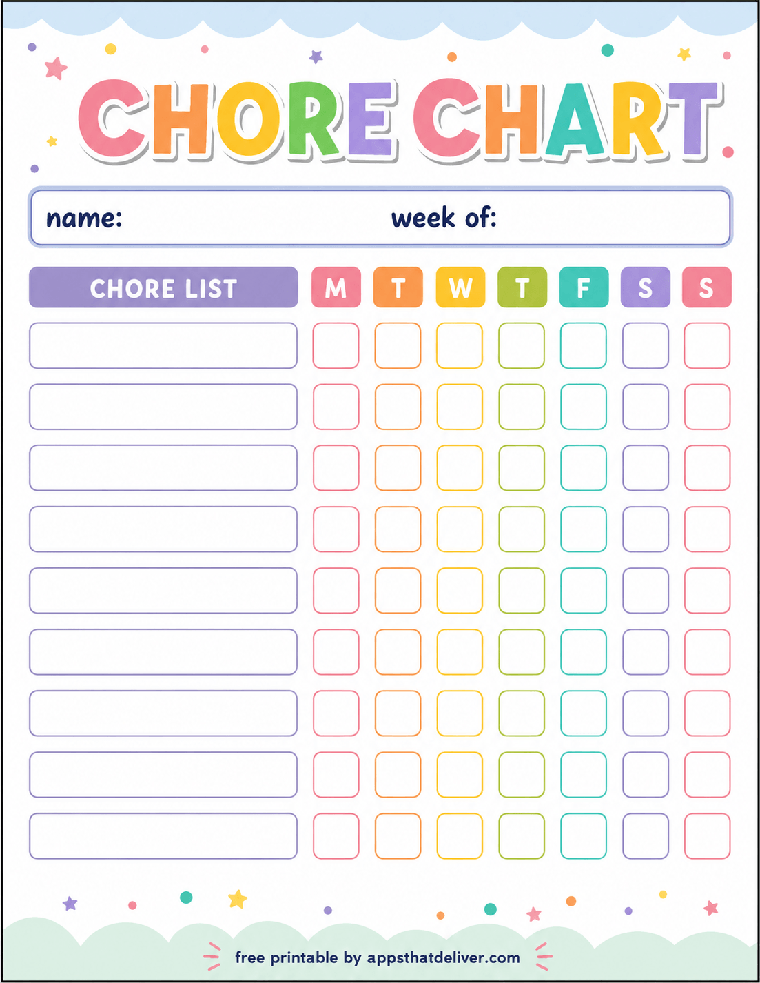 13 Free Printable Chore Chart PDFs