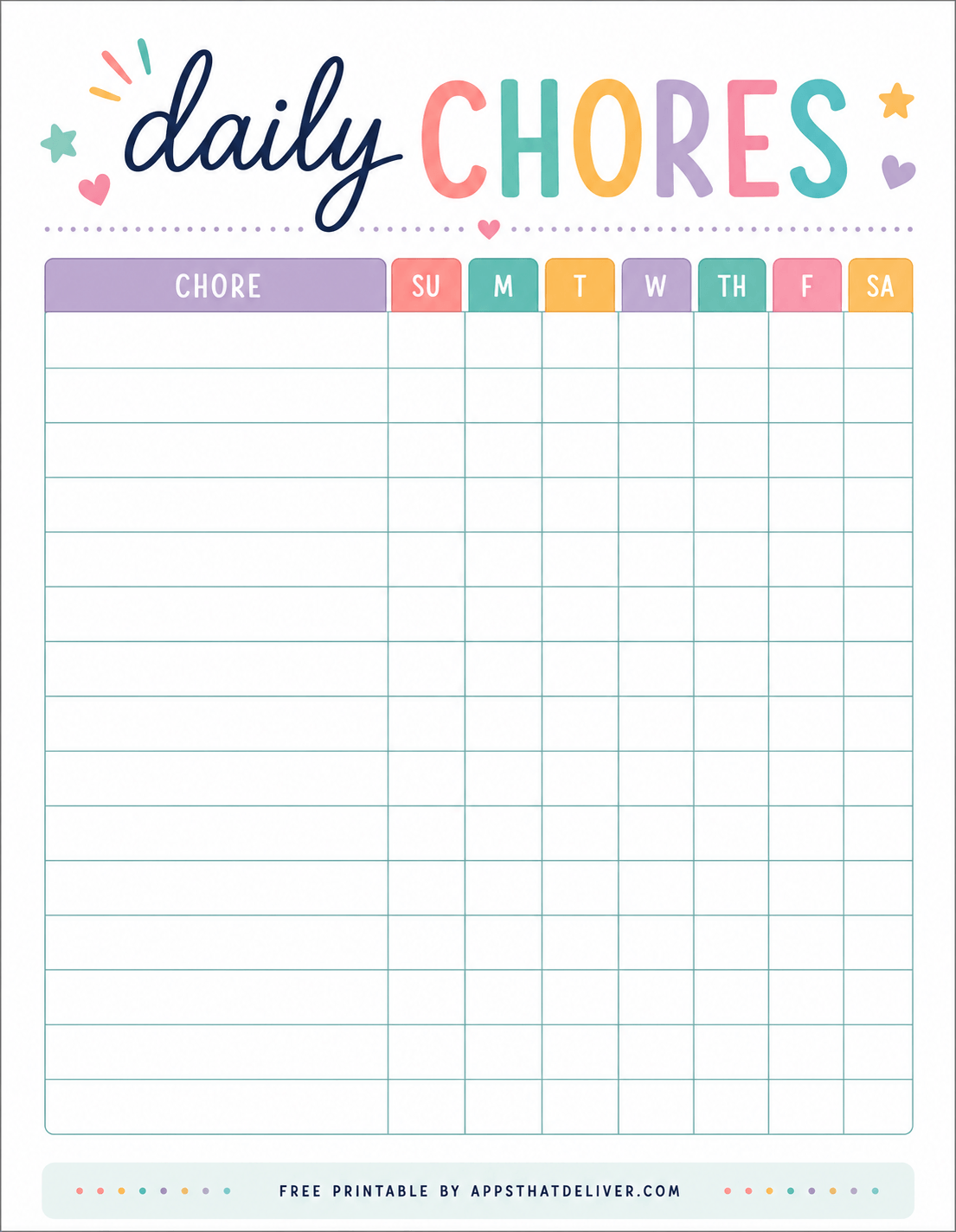 13 Free Printable Chore Chart PDFs