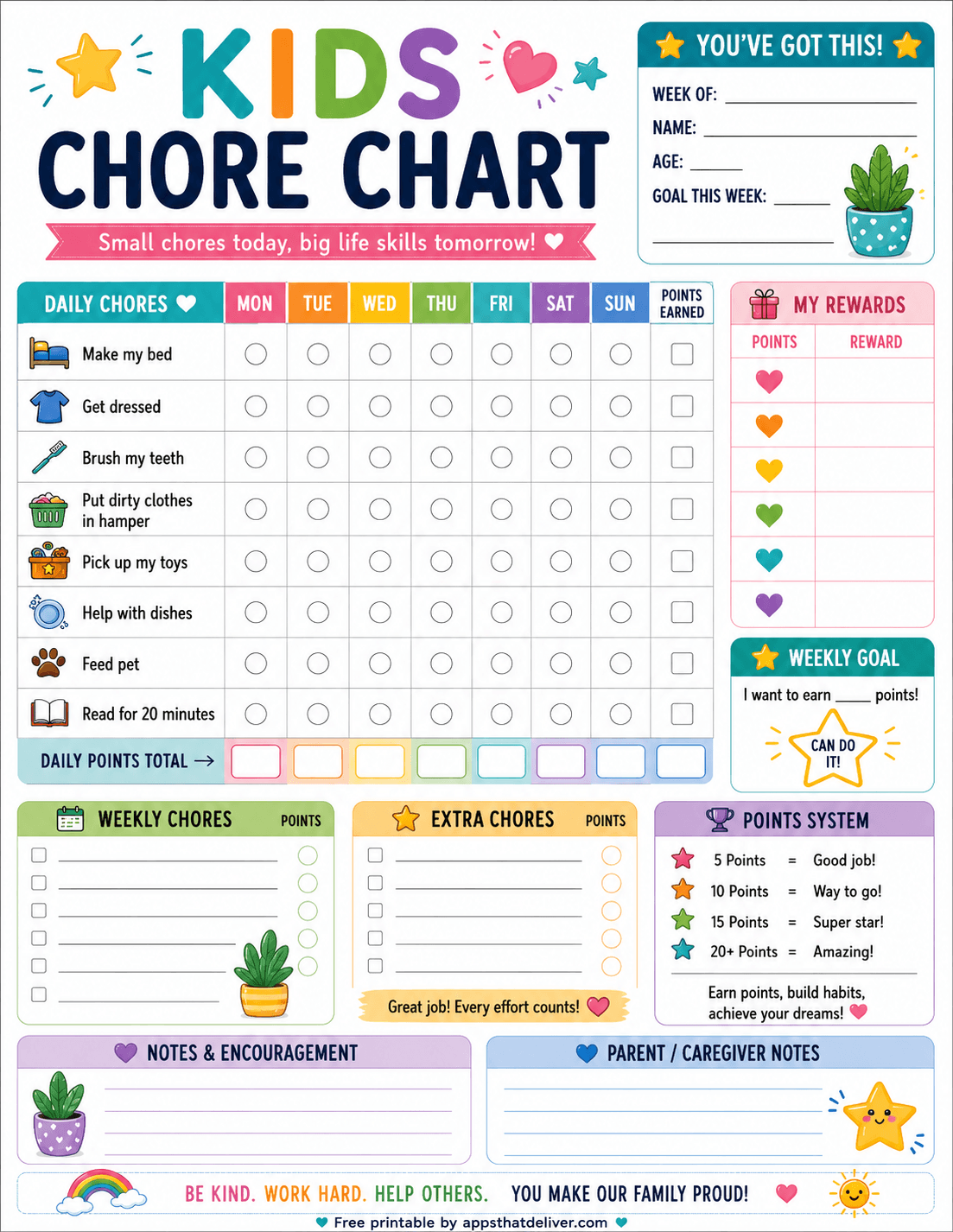 13 Free Printable Chore Chart PDFs